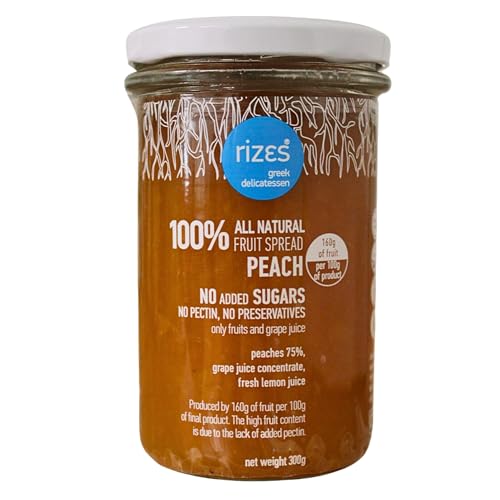 Rizes Greek Delicatessen 100% natürlicher Fruchtaufstrich aus Pfirsich, Packung mit 2 x 300 g (insgesamt: 600 g) von Rizes Greek Delicatessen