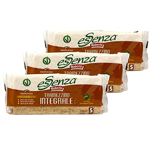 Roberto - 3er Pack Original italienisches Tramezzino Tramezzini Brot mit Olivenöl - Integrale Vollkornbrot Tramezzone Tramezzinibrot (Toast ohne Rand, Rinde) in 250 g Packung von Roberto