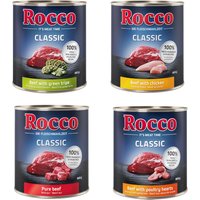 Rocco Classic 24 x 800g - Rocco Nassfutter im Sparpaket - Mix (Rind pur, Grüner Pansen, Geflügelherzen, Huhn) von Rocco