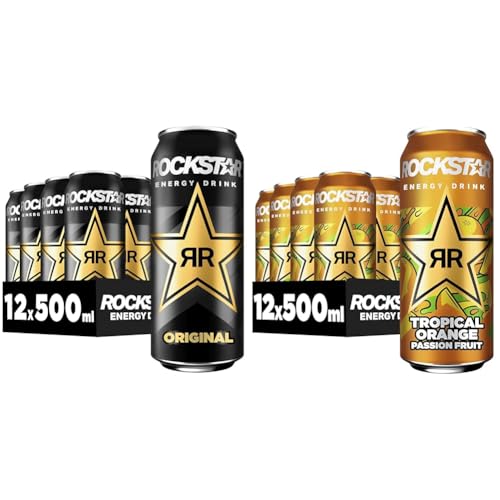 Rockstar Energy Drink Original (12 x 500ml) + Rockstar Energy Drink Orange Passion Fruit (12 x 500ml) von Rockstar