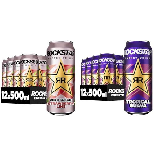 Rockstar Energy Drink Strawberry Lime Zero Sugar (12 x 500ml) + Rockstar Energy Drink Tropical Guava (12 x 500ml) von Rockstar