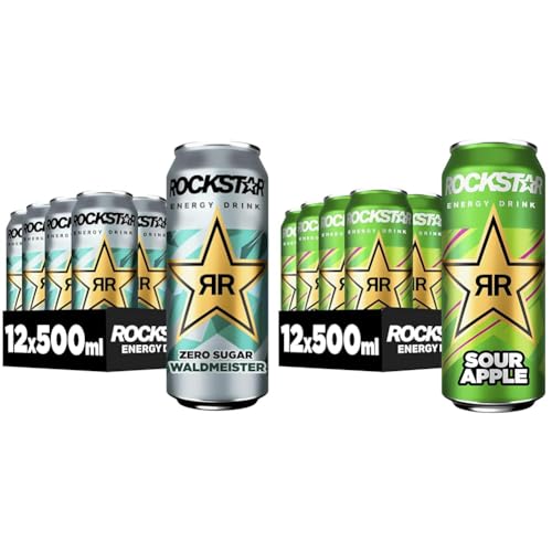 Rockstar Energy Drink Waldmeister Zero Sugar (12 x 500ml) + Rockstar Energy Drink Sour Apple (12 x 500ml) von Rockstar