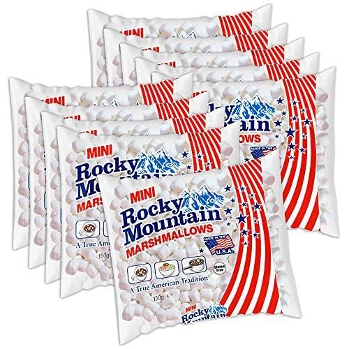 Rocky Mountain Marshmallows Minis 150g, 10er Pack, traditionell amerikanische Süßigkeiten zum Rösten am Lagerfeuer, Grillen oder Backen (10 x 150 g) Glutenfrei von Rocky Mountain Marshmallows