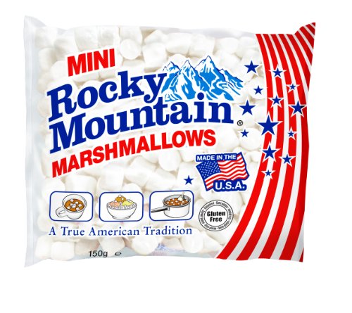 Rocky Mountain Mini Marshmallows, extra kleine, traditionell amerikanische Süßigkeiten aus Schaumzucker zum Grillen, Backen und Kochen, 6 x 150g von Rocky Mountain