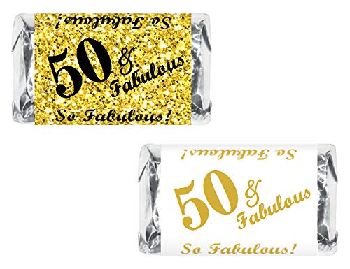 50 & Fabulous Miniaturen Candy Bar Wrapper, (Set von 60 Stück) Mini Candy Bar Aufkleber Etiketten; Geburtstag Party Favor Decor Süßigkeiten nicht im Lieferumfang enthalten. von RokAPary