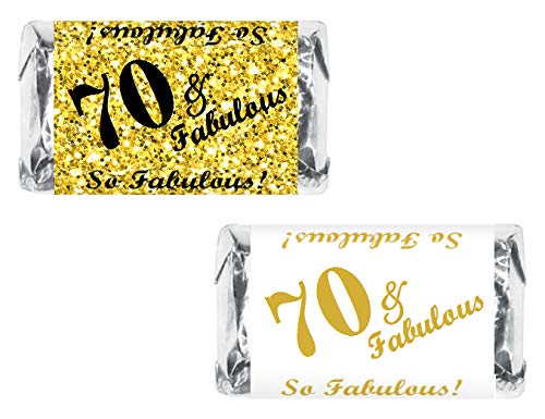 70 & Fabulous Miniaturen Candy Bar Wrapper, (Set von 60 Stück) Mini Candy Bar Aufkleber Etiketten; Geburtstag Party Favor Decor Süßigkeiten nicht im Lieferumfang enthalten. von RokAPary