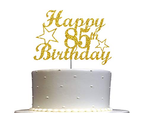 85er Geburtstag Gold Glitzer Kuchen Topper 85. Party Deko Ideen Premium Qualität stabiler doppelseitiger Glitzer Acryl Stick Hergestellt in den USA von RokAPary