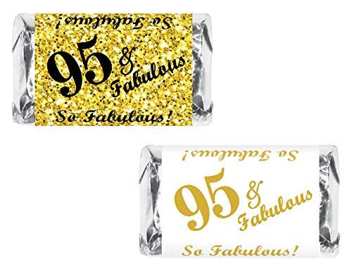 95 & Fabulous Miniaturen Candy Bar Wrapper, (Set von 60 Stück) Mini Candy Bar Aufkleber Etiketten; Geburtstag Party Favor Decor Süßigkeiten nicht im Lieferumfang enthalten. von RokAPary