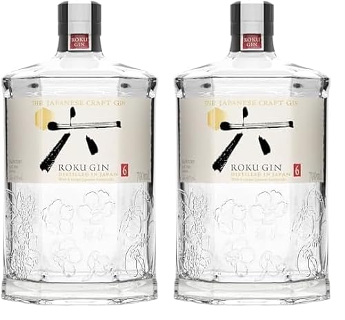 ROKU GIN | 6 japanische Botanicals | Meisterhaft destilliert in Japan | für einen perfekt ausbalancierten Geschmack, 43% Vol | 700ml Einzelflasche (Packung mit 2) von Roku