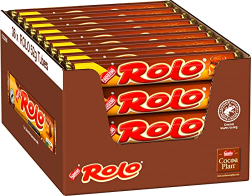 NESTLÉ ROLO, Schoko-Pralinen mit weichem Toffee-Kern, aus Milchschokolade mit Karamell-Füllung, 36er-Pack (36 x 52g) von Rolo