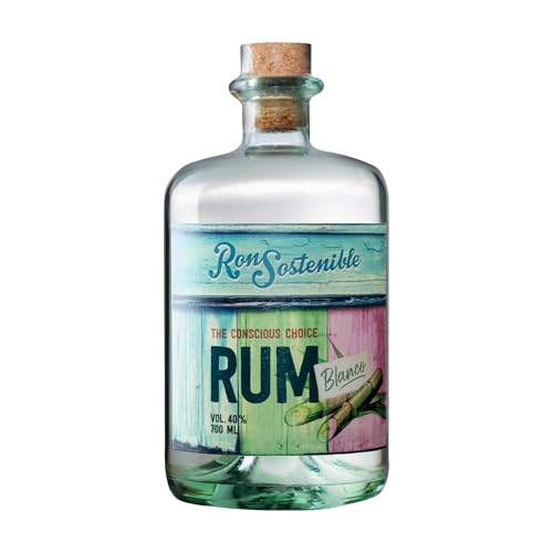 Ron Sostenible Blanco Rum | Nachhaltig hergestellt | Sanft und fruchtig mit Wildblumen, Vanille, Lakritze, würziger Eiche | 12 Monate gereift | 700 ml – 40% Alkohol von Ron Sostenible