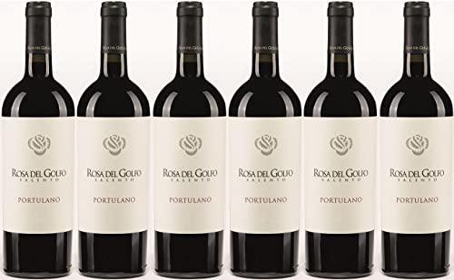 6x 0,75l - 2021er - Rosa del Golfo - Portulano - Rosso del Salento I.G.P. - Apulien - Italien - Rotwein trocken von Rosa del Golfo