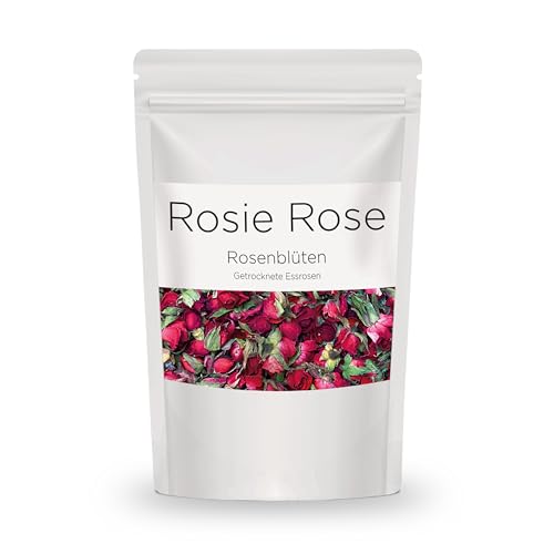 Rosie Rose essbare rote Rosenblüten "Red Cherry", 50g Getrocknete Blumen für Hochzeitstorten, Backen & Kochen, natürliche Rosenblüten als essbare Deko für Kuchen und Speisen von Rosie Rose