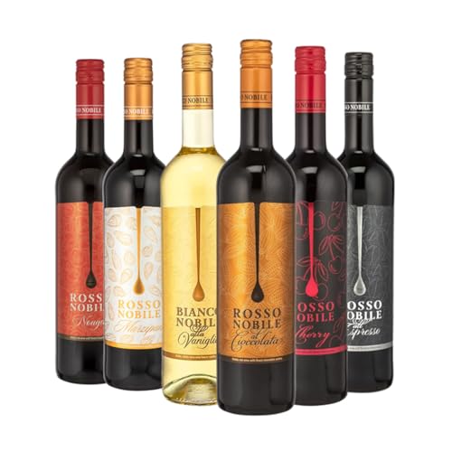 Weinpaket 'Verführerische Vielfalt' | 6 x 0,75 L Set Rosso Nobile | Vanille, Schokolade, Kirsche, Nougat, Marzipan, Espresso von Rosso Nobile