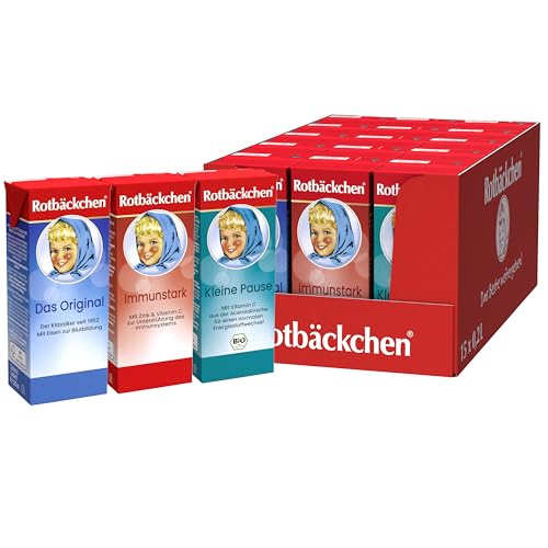 ROTBÄCKCHEN Probierpaket TETRA - 3 verschiedene Sorten im 15er Pack (15 x 200 ml) - Leckere Säfte im praktischen Tetra von Rotbäckchen