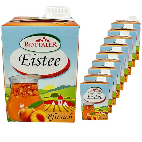 Rottaler - 10er Pack Eistee "Pfirsich" 0.5 Liter (Mit Strohhalm) - Ice Tea Erfrischungsgetränk Softdrink ohne Kohlensäure mit Peach Geschmack aus Schwarzteeextrakt (Originalrezeptur) von Rottaler