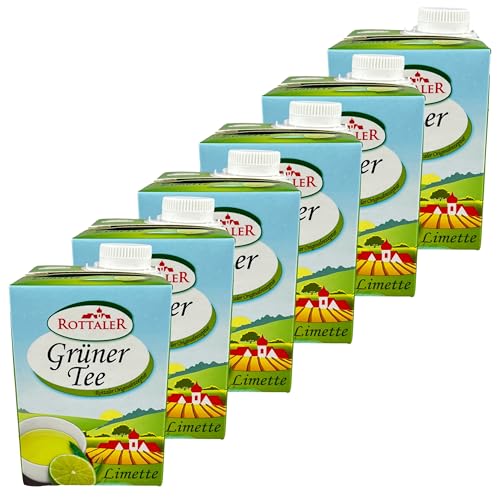 Rottaler - 6er Pack Eistee Grüner Tee "Limette" 0.5 Liter (Mit Strohhalm) - Ice Tea Erfrischungsgetränk Softdrink ohne Kohlensäure mit Grüntee Limetten Geschmack (Originalrezeptur) von Rottaler