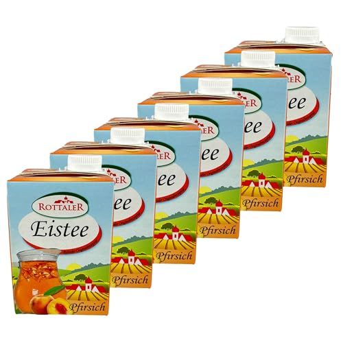 Rottaler - 6er Pack Eistee "Pfirsich" 0.5 Liter (Mit Strohhalm) - Ice Tea Erfrischungsgetränk Softdrink ohne Kohlensäure mit Peach Geschmack aus Schwarzteeextrakt (Originalrezeptur) von Rottaler