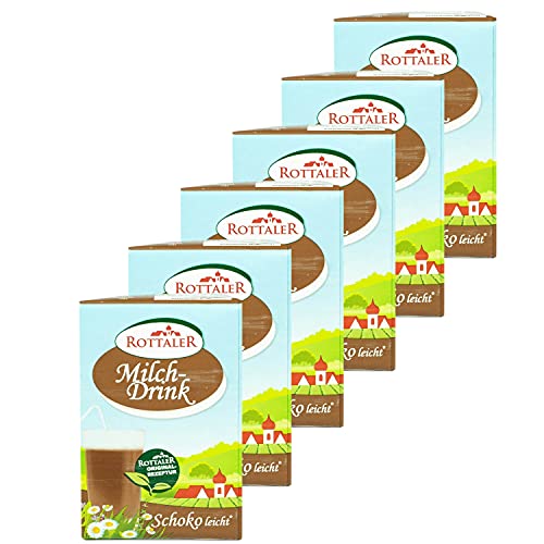 Rottaler - 6er Pack Milchdrink Schoko á 500 ml - Milchmischgetränk mit Kakao aus Magermilch (0,3% Fett) ideal für Unterwegs mit Strohhalm von Rottaler