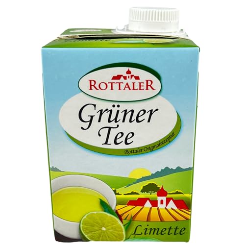 Rottaler - Eistee Grüner Tee "Limette" 0.5 Liter (Mit Strohhalm) - Ice Tea Erfrischungsgetränk Softdrink ohne Kohlensäure mit Grüntee Limetten Geschmack (Originalrezeptur) von Rottaler