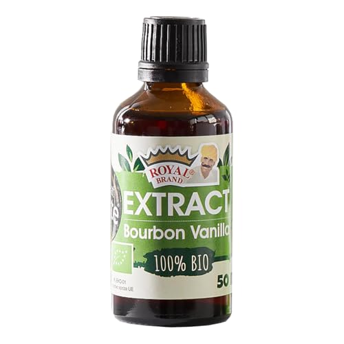 Extrakt Vanille Bourbon 50 ml, 100 % organic, BIO, EU Bio-Kontrollstelle, Perfekt für Erdbeeren mit Schlagsahne, vanilla extract for baking von Royal Brand