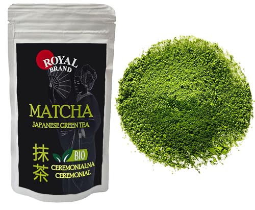 Royal Brand Matcha Pulver Bio Ceremonial Grade 100g Tencha Tee Sorte Grüntee Pulver aus Japan, Zertifizierter Matcha BIO Premium Ceremonial Grüntee Pulver Hergestellt in Shizuoka Ersternte im Frühjahr von Royal Brand