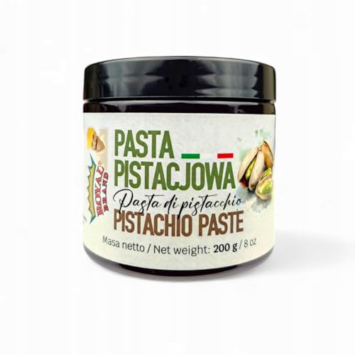 Royal Brand Pistazienpaste 100% ohne Zusatzstoffe - die besten italienischen Pistazien aus Sizilien - Pistaziencreme - ‎Pistazienmus aus geschälten Pistazienkernen - Zum Backen und Desserts - 200 g von Royal Brand