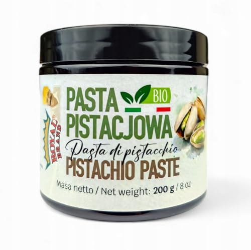 Royal Brand Pistazienpaste BIO 100% ohne Zusatzstoffe - die besten italienischen Pistazien aus Sizilien - Pistaziencreme - ‎Pistazienmus aus geschälten Pistazienkernen - Zum Backen und Desserts 200g von Royal Brand