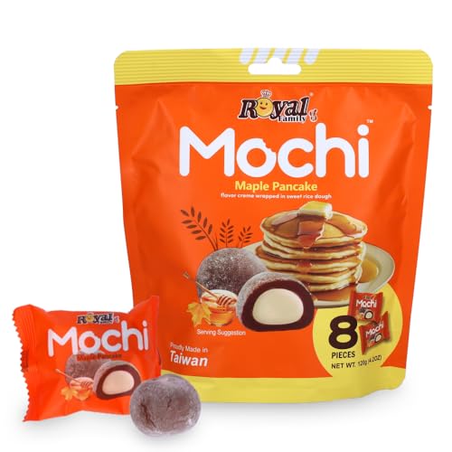 ROYAL FAMILY Mochi - Maple Pancake, gefüllte Klebreiskuchen nach japanischer Art, Süßer Snack Nachtisch, Asiatische Süßigkeiten (1x120g, 8 Mochis pro Packung) von Royal Family