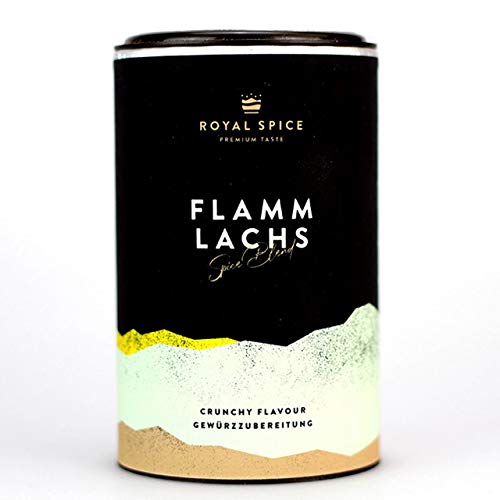 Royal Spice Flammlachs Gewürz - 100g Dose - Lachs Rub für knusprige Kruste mit Meersalzflocken, feinster Fisch vom Grill, Holz, der Planke oder in der Pfanne von ROYAL SPICE