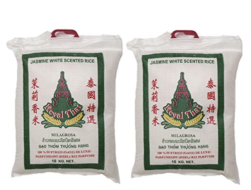 2er-Pack - Jasmin Duftreis [2x 10kg] Jasminreis ROYAL THAI Jasmine Rice + ein kleines Glückspüppchen - Holzpüppchen von Royal Thai