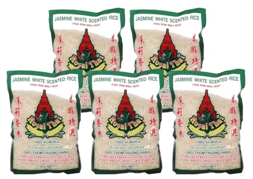 5er Pack Jasmin Duftreis [5x 1kg] Jasminreis ROYAL THAI Jasmine Rice von Royal Thai