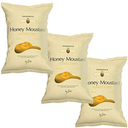 3x Rubio Chips, Honey Mustard, Honig Senf, Großpackung, Spanische Kartoffelchips, Chipstüten, Glutenfrei, Snack, 125 g von Rubio