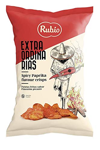 Rubio Chips, Chips scharfe Paprika, Spanische Kartoffelchips, Snack, glutenfrei, vegan, 110 g von Rubio