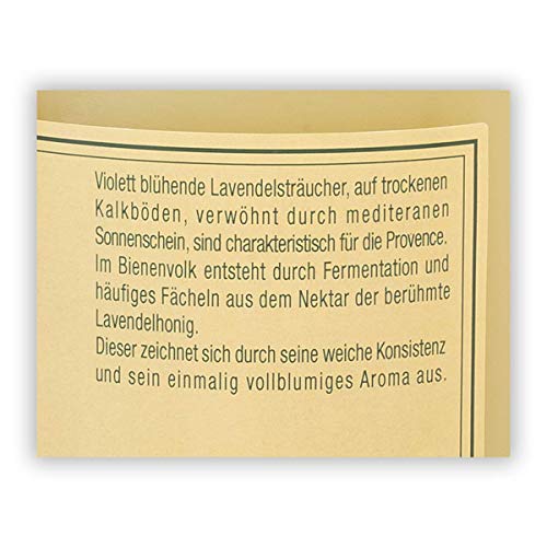 Lavendel Honig, 500 Gramm cremig, Premiumqualität aus der Provence, ohne Zusatzstoffe, ohne Geschmacksverstärker - Bremer Gewürzhandel von Feldt Honig
