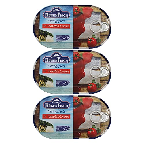 3er Pack Rügen Fisch Heringsfilets in Tomaten Creme (3 x 200 g) von Rügen Fisch