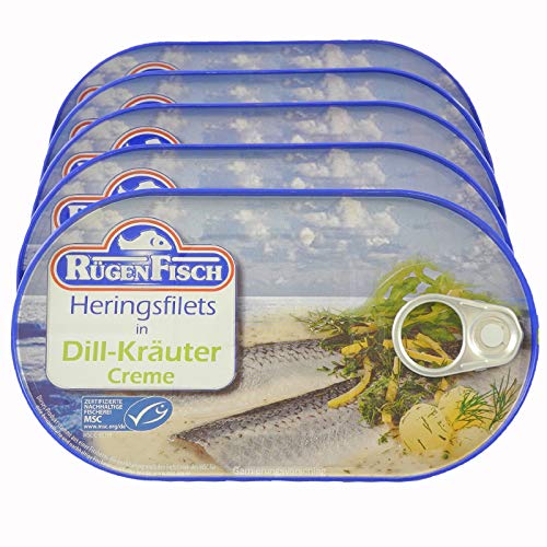 Heringsfilets in Dill-Kräuter Creme 5er Pack (5 x 200 g) von Rügen Fisch