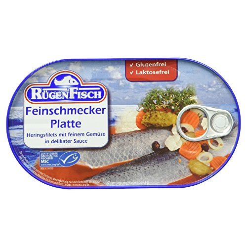 Rügenfisch Feinschmecker Platte, Heringsfilet mit feinem Gemüse, 200 g von Rügen Fisch