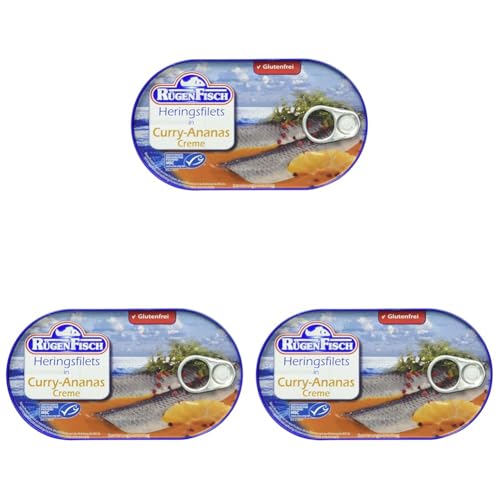 Rügenfisch Heringsfilet in Curry-Ananas Creme, 200g (Packung mit 3) von Rügen Fisch