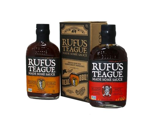 RUFUS TEAGUE Hot Sauce Set mit Touch O' Heat und Blazin' Hot BBQ Sauce (jeweils 432 g), würziges BBQ-Saucen-Set, rauchig-süß mit Chili, feurig-scharf, glutenfrei und ohne Gentechnik von Rufus Teague