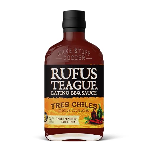 RUFUS TEAGUE Tres Chiles BBQ Sauce (396 g), mittelscharfe exotische BBQ-Sauce mit einem Hauch Limette, glutenfrei und ohne Gentechnik von Rufus Teague