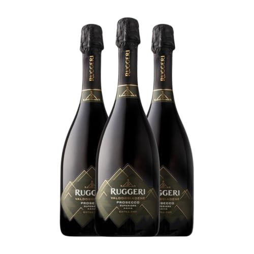 Ruggeri Extra Dry Extra Trocken Prosecco di Valdobbiadene Superiore di Cartizze 75 cl Sin Alcohol Weißer Sekt (Karton mit 3 Flaschen von 75 cl) von Ruggeri