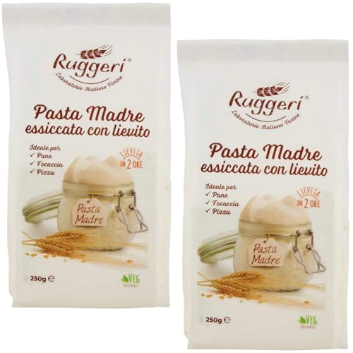 Ruggeri italienische Lievito Madre Mutterteig Hefe getrocknet aktive Mutterhefe 2X250g zum Backen für Brot Pizza und Kuchen (2x 250gr) von Ruggeri