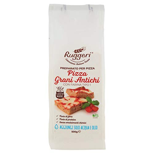 Ruggeri italienisches Pizzamehl 2X500g Backmischung grani antichi mit antiken Getreidesorten und Muttersauerteig aus Hartweizen (2x500gr) von Ruggeri