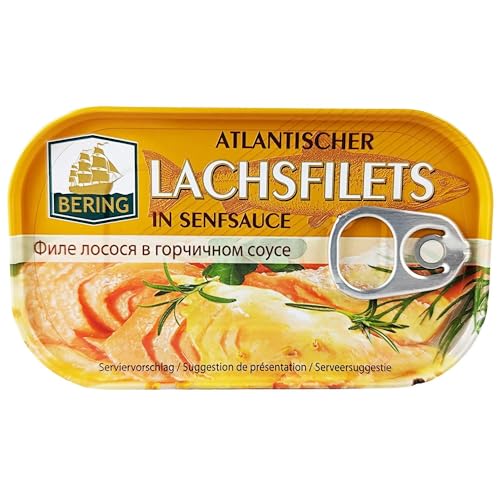 Bering Atlantischer Lachs in Senfsauce 3er Pack (3 x 120g) Lachsfilet Fisch Salmo salar von rumarkt