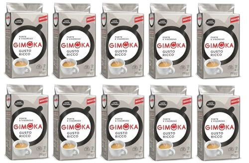 10er-Pack Gimoka Kaffee Ricco Caffè Macinato,Gemahlener Kaffee 250g von Rummo