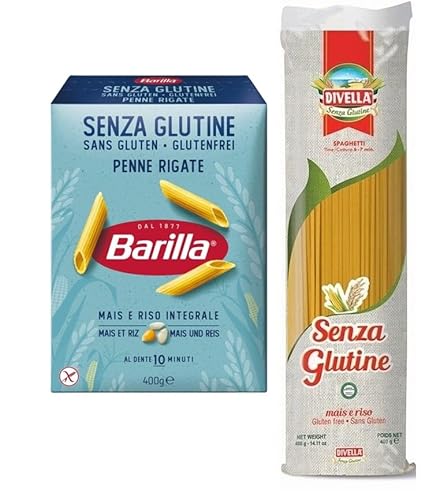 12er-Pack Testpaket Pasta Barilla Penne Rigate + Divella Spaghetti Senza Glutine,Glutenfreie Nudeln Italienische Pasta 400g von Rummo