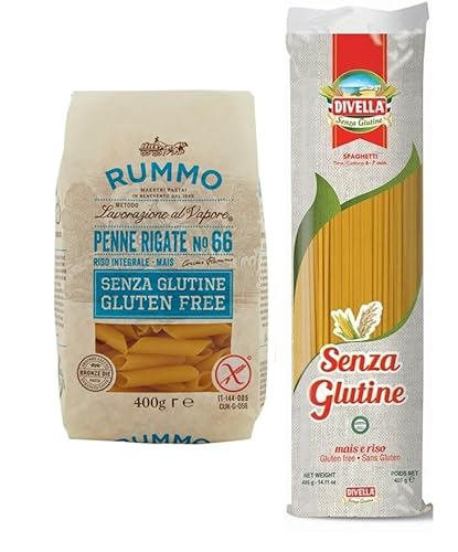 12er-Pack Testpaket Pasta Rummo Penne Rigate Divella Spaghetti Senza Glutine, Glutenfreie Nudeln Italienische Pasta 400g von Rummo