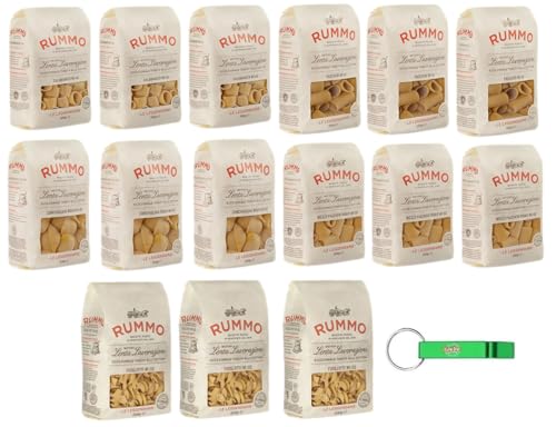 15x Testpaket Rummo Pasta CONCHIGLIONI RIGATI - CALAMARATA - FUSILLOTTI - PACCHERI - MEZZI PACCHERI RIGATI,Italienische Nudeln aus Hartweizengrieß,500g + Beni Culinari Kostenloser Schlüsselanhänger von Rummo