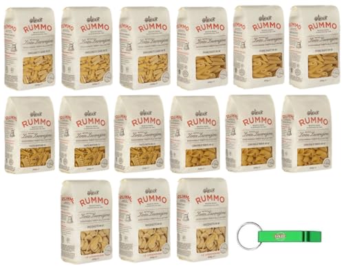 15x Testpaket Rummo Pasta GNOCCHETTI SARDI- CONCHIGLIE RIGATE- PENNE RIGATE - PASTA MISTA - ORECCHIETTE,Italienische Nudeln aus Hartweizengrieß,500g + Beni Culinari Kostenloser Schlüsselanhänger von Rummo